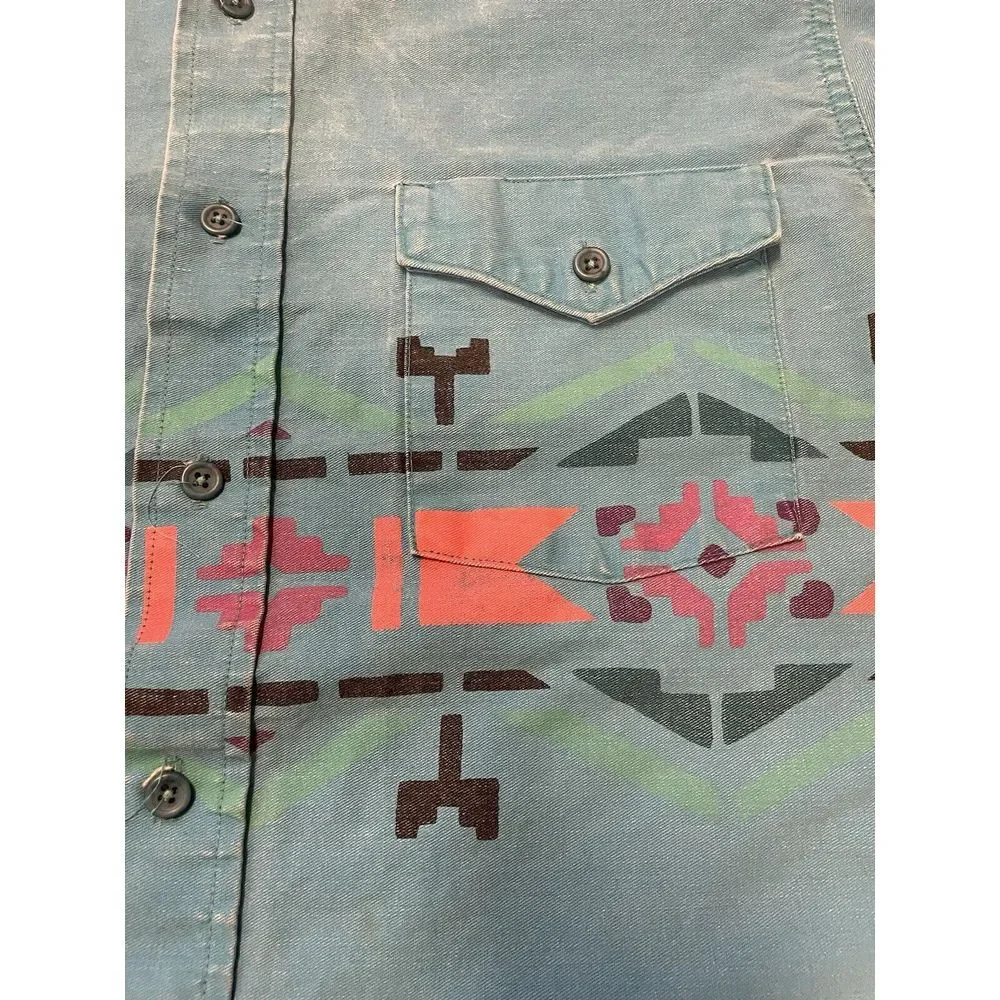 Vintage Wrangler Brushpopper Aztec Western Button Up Mens‎ Size 16-33 Retro - Picture 8 of 11
